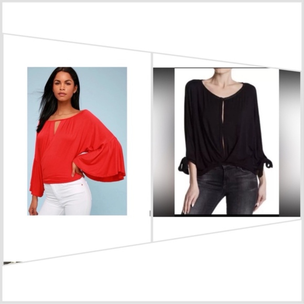 2 Free People tops Red and Black Tops both in good condition very nice